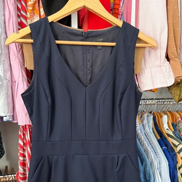 J. Crew Navy Sleeveless Sheath Dress 2 - Picture 2 of 8